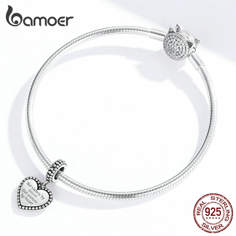 BAMOER Mặt Dây Chuyền Hình Trái Tim Khắc Rỗng Bằng Bạc 925 SCC1396 Thời Trang Cho Nữ