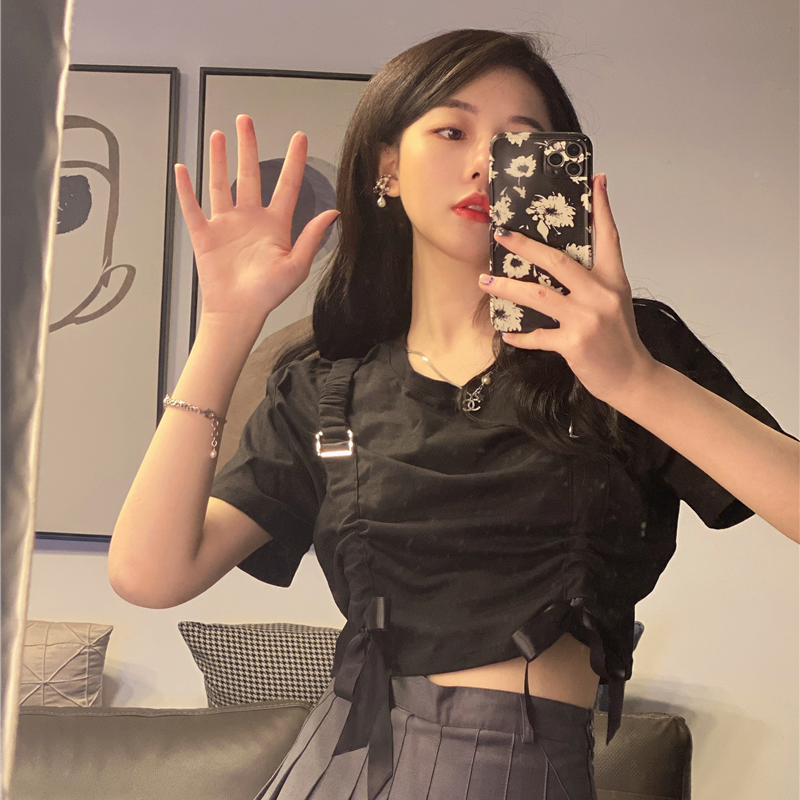 Áo Thun Ngắn Tay Phối Nơ Xinh Xắn Dành Cho Nữ