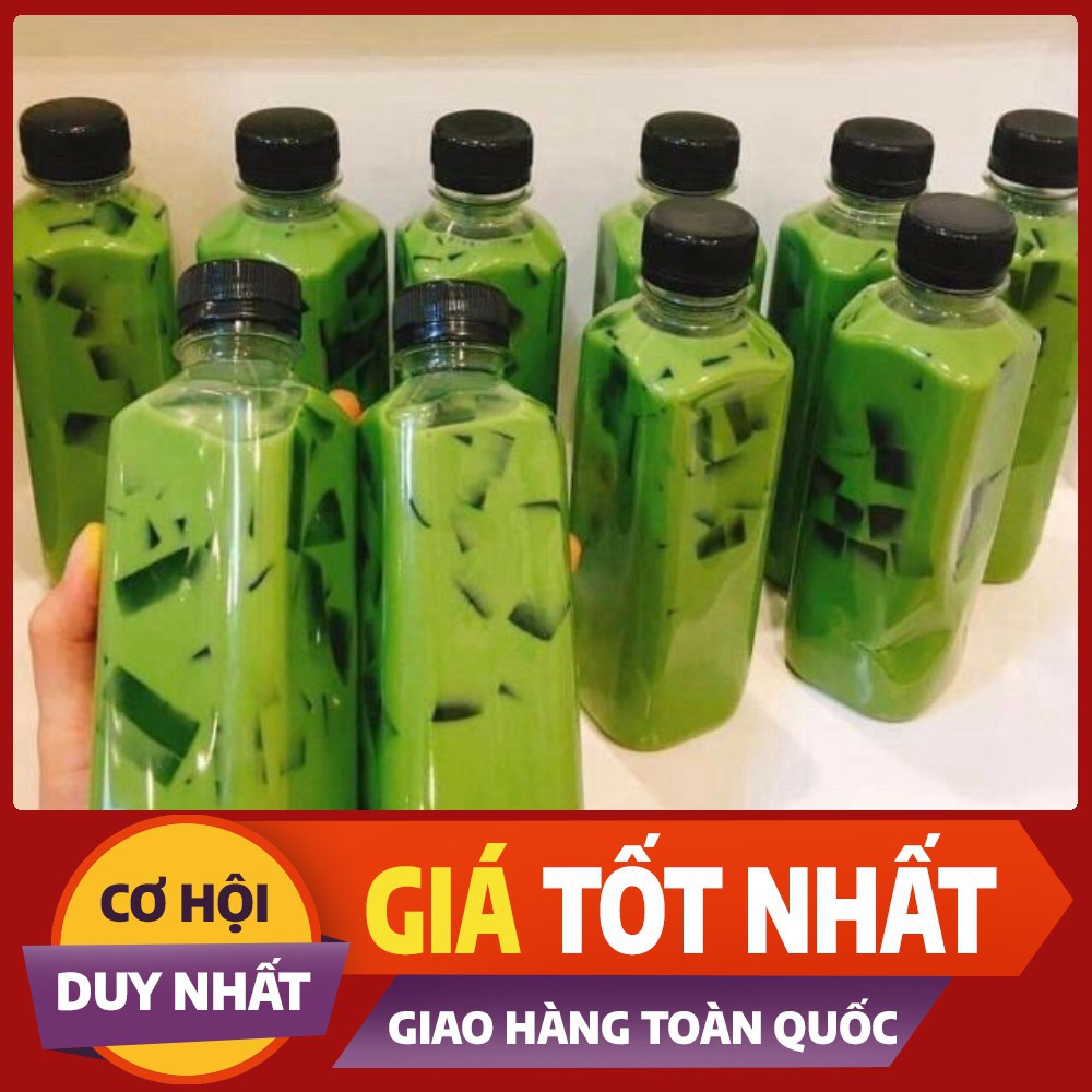 100 chai nhựa vuông nắp đen việt nhật, đựng trà sữa đa năng.