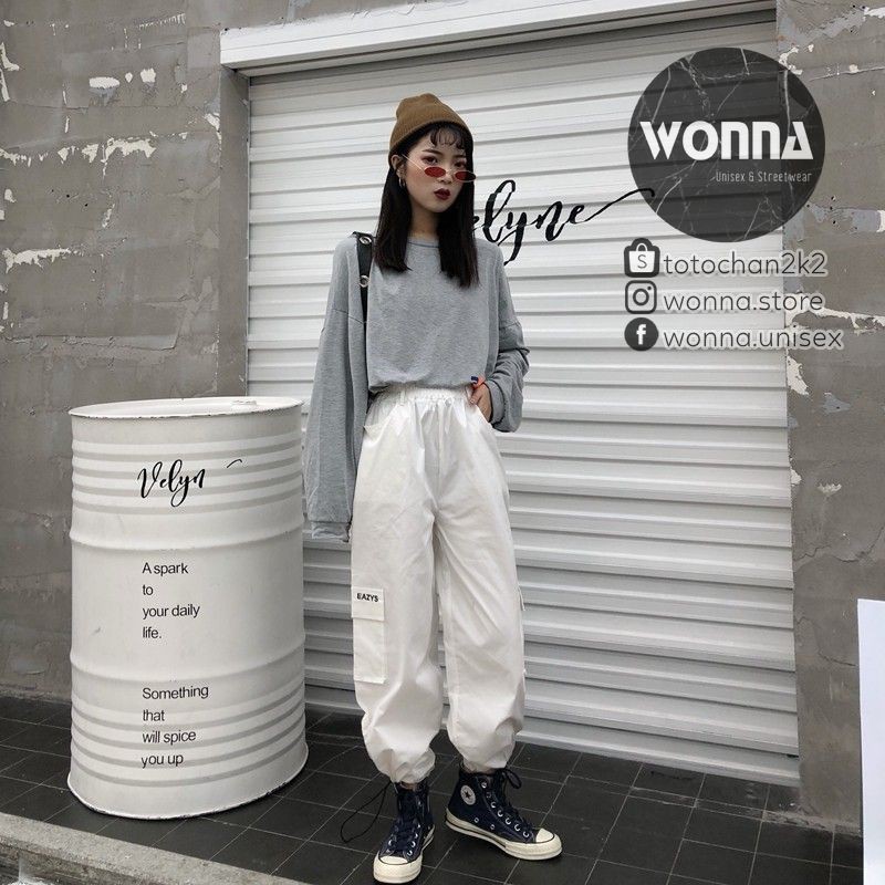 (CÓ SẴN) {Ảnh thật 6 ảnh cuối} Quần jogger box pant túi hộp mới trắng đen be nude unisex oversize Hàn street style | BigBuy360 - bigbuy360.vn