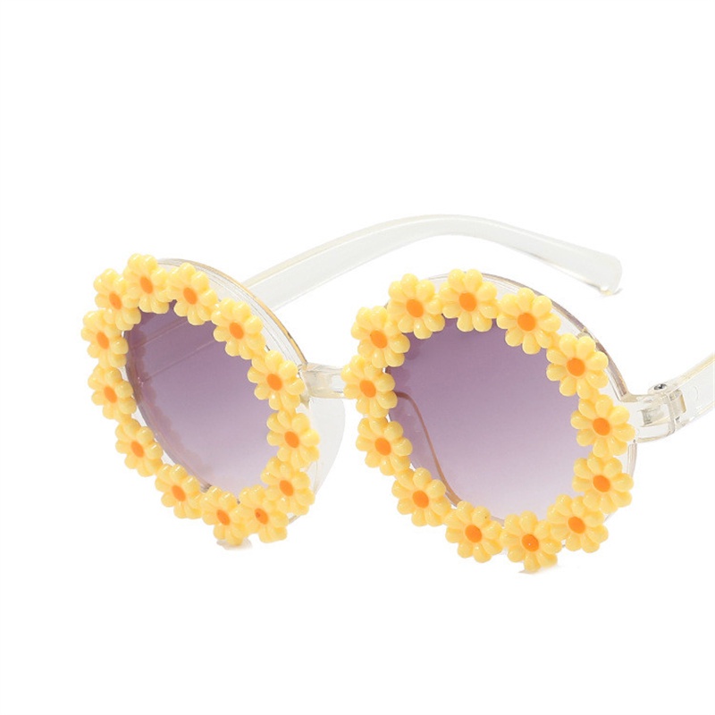 Kính Mát Chống Tia UV Họa Tiết Hoa Cúc Thời Trang Cho Bé Gái