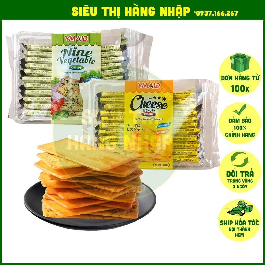Bánh quy vị rau củ và phomai Ymaid/ Super Viviga HongKong 288g, bánh ăn kiêng, bánh cho người tiểu đường