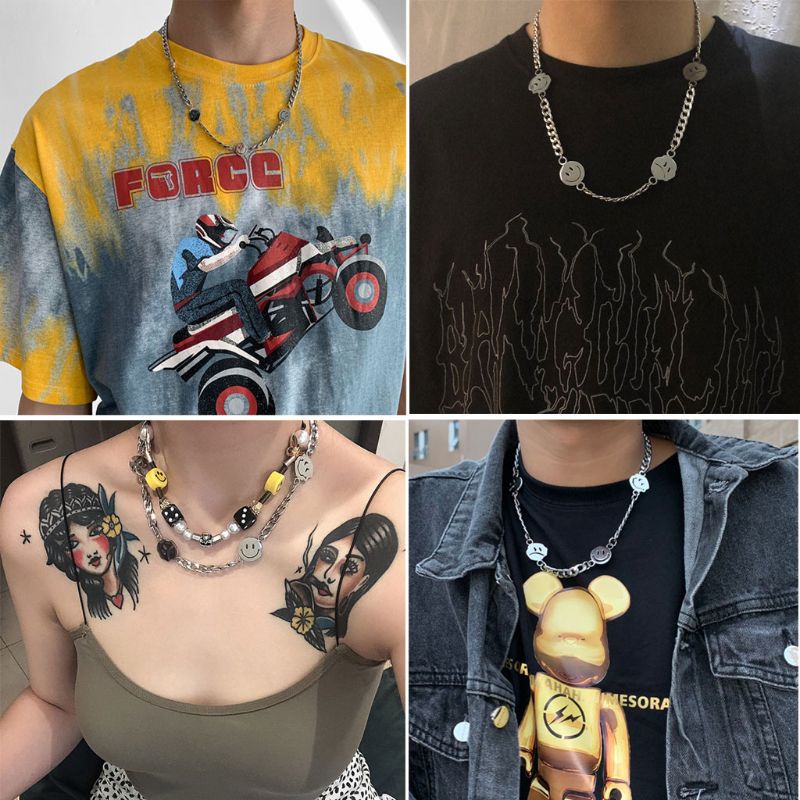 Flgo Vòng cổ Bằng Thép Titan Mặt Cười Khóc Phong Cách Hip Hop Đơn Giản Dành Cho Ngày Của Mẹ