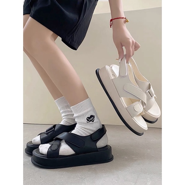 SANDALS QUAI CHÉO NALEY ĐẾ BÁNH MÌ, GIÀY DÉP SANDALS NỘI ĐỊA TRUNG LOẠI 1 DA MỊN