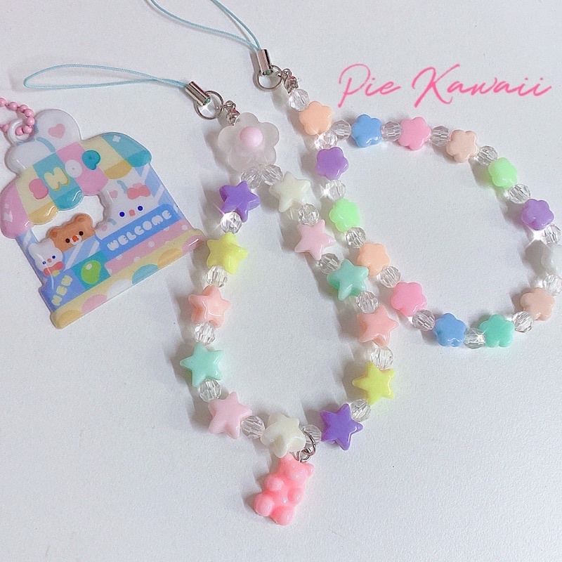 Móc điện thoại/Móc khoá ngôi sao bông hoa xinh xắn PIEKAWAII 🎀 Màu sắc pastel tươi tắn ✨✨🍒