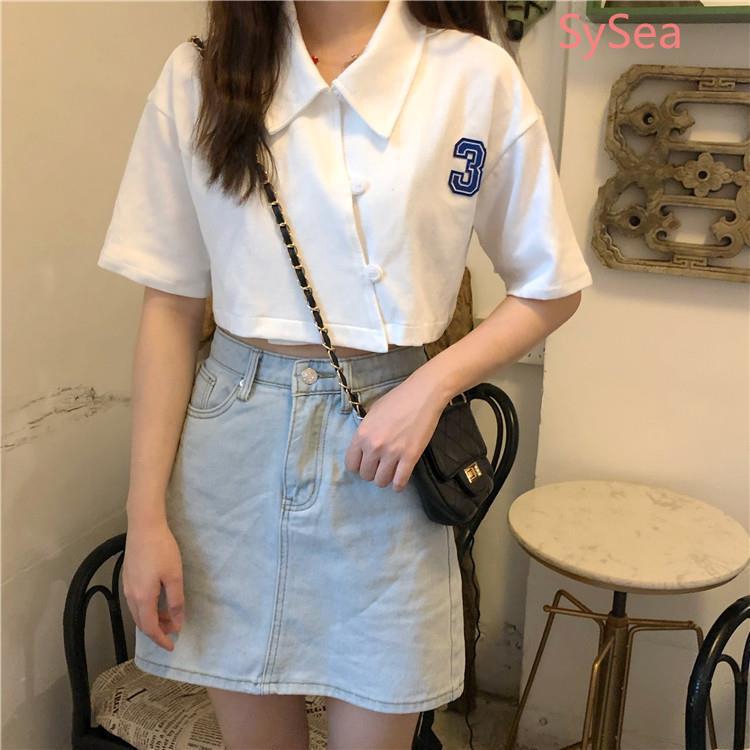 Áo Croptop Tay Ngắn Thiết Kế Dáng Rộng Che Khuyết Điểm