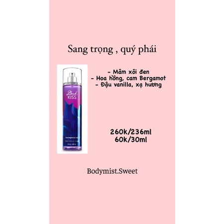 BODYMIST XỊT THƠM TOÀN THÂN DARK KISS chiết 33ml