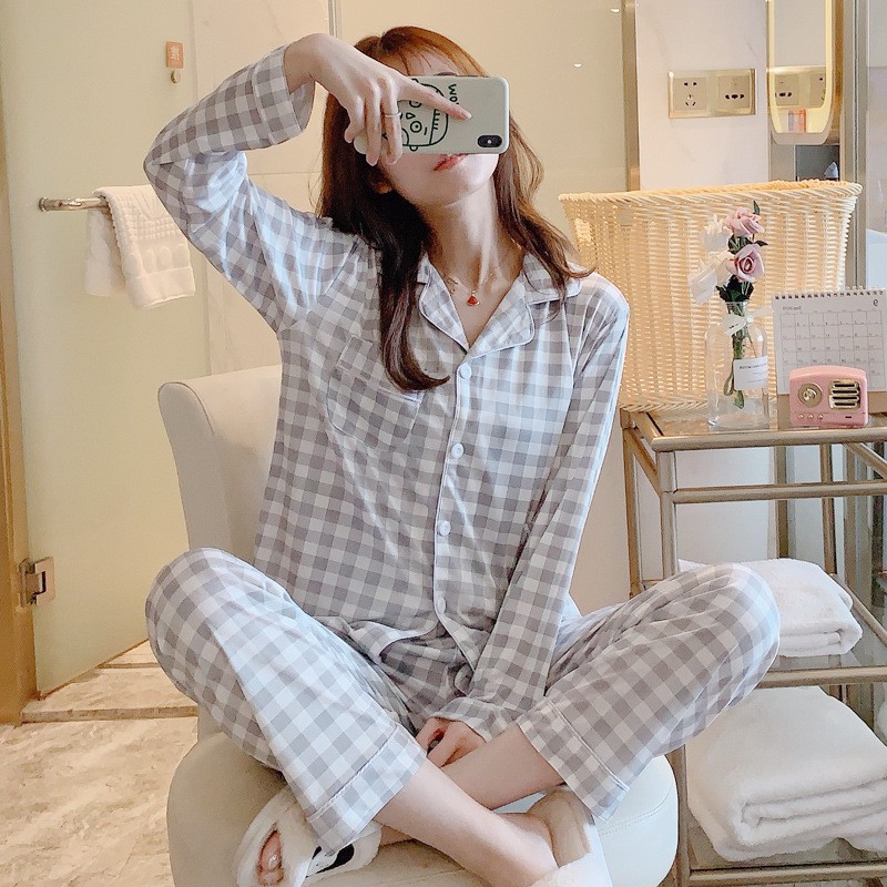 Đồ Bộ Nữ Pijama Mặc Nhà, Bộ Ngủ Dài Tay Thu Đông Chất Cotton Sợi Tơ Sữa Có Bigsize Béo Gầy Bầu Bí Mặc Thoải Mái
