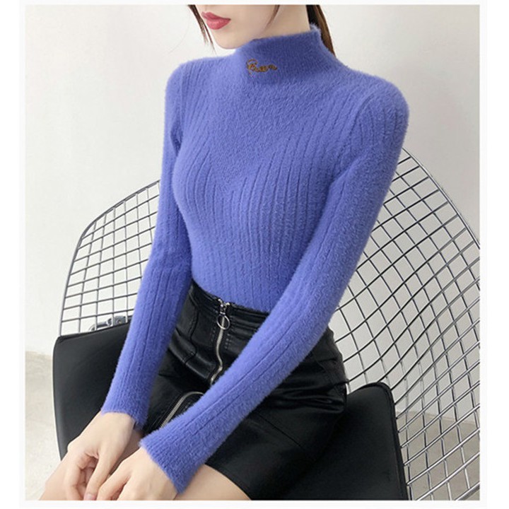 HÀNG NHẬP - ÁO LEN NỮ LÔNG MỀM MỊN HÀN QUỐC CỔ 3 PHÂN SIÊU XINH - DL55121