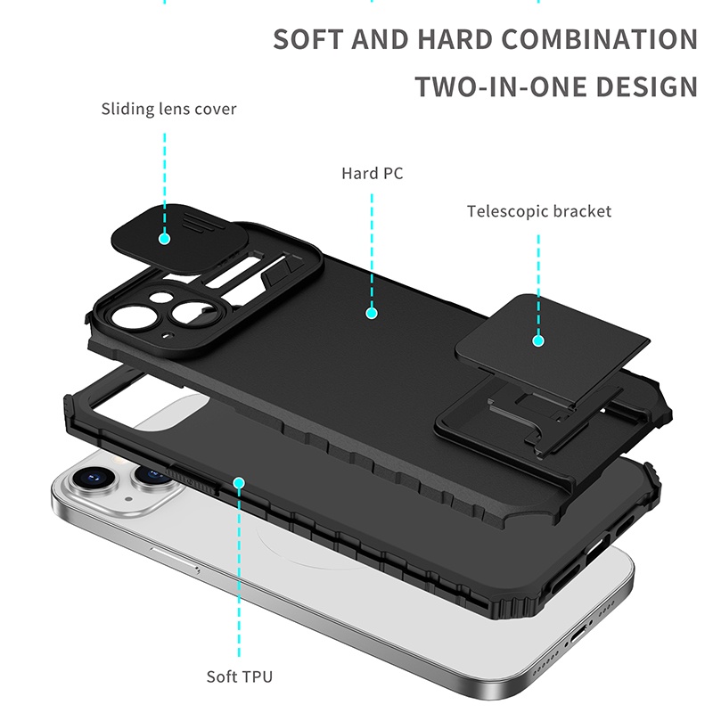 Ốp Điện Thoại Chống Sốc Có Nắp Trượt Bảo Vệ camera Cho iphone 14 plus 13 12 pro max