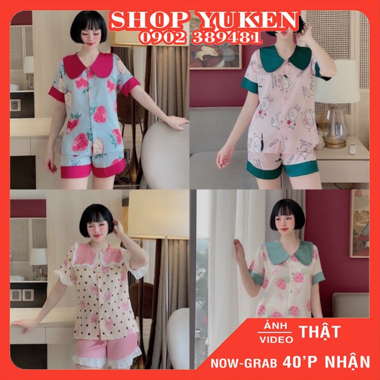♥️ Đồ Bộ Lụa ♥️ Bộ Pijama lụa đùi tiểu thư B2053.