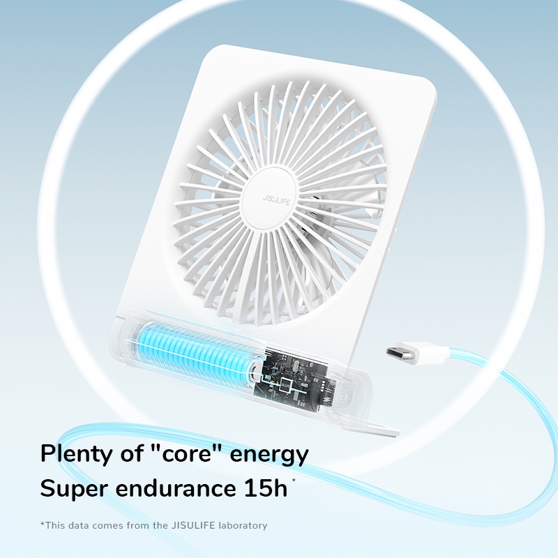 Quạt JISULIFE sạc USB nhỏ gọn pin 4500mAh để bàn tiện lợi