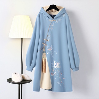 Áo Hoodie Dáng Rộng Phong Cách Hán Phục Trung Hoa Thời Trang Thu Đông 2021 Plus Size