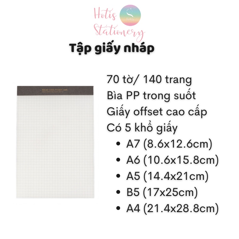 [Mã LIFEXANH03 giảm 10% đơn 500K] HOTIS] Tập giấy nháp tiện dụng nhiều kích cỡ