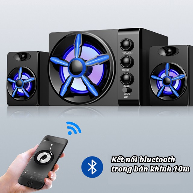 [RẺ NHẤT THỊ TRƯỜNG] Loa Vi Tính Bluetooth 5.0 Công Suất Lớn SADA D-215 Vỏ Gỗ, Âm Thanh Vòm 3D Siêu Trầm