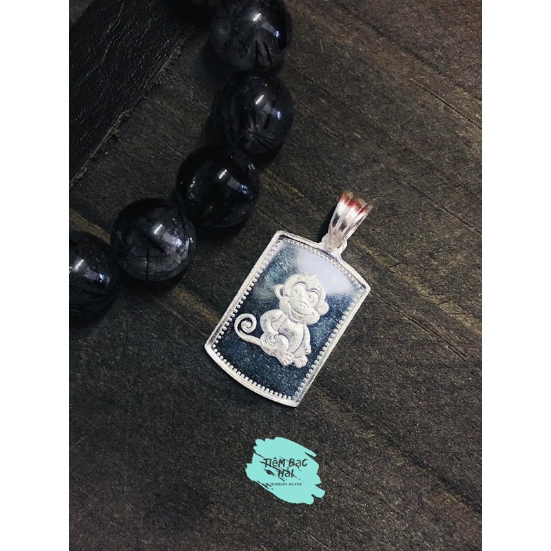 MẶT DÂY CHUYỀN BẠC 12 CON GIÁP BẢNG VUÔNG CHO BÉ