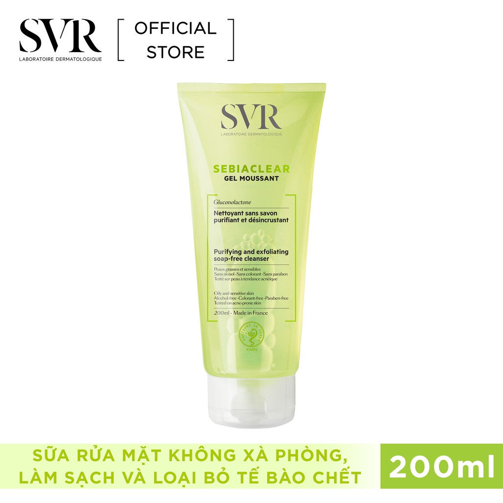 Gel rửa mặt không có xà phòng, làm sạch và loại bỏ tế bào da chết SVR SEBIACLEAR Gel Moussant 200ml | BigBuy360 - bigbuy360.vn
