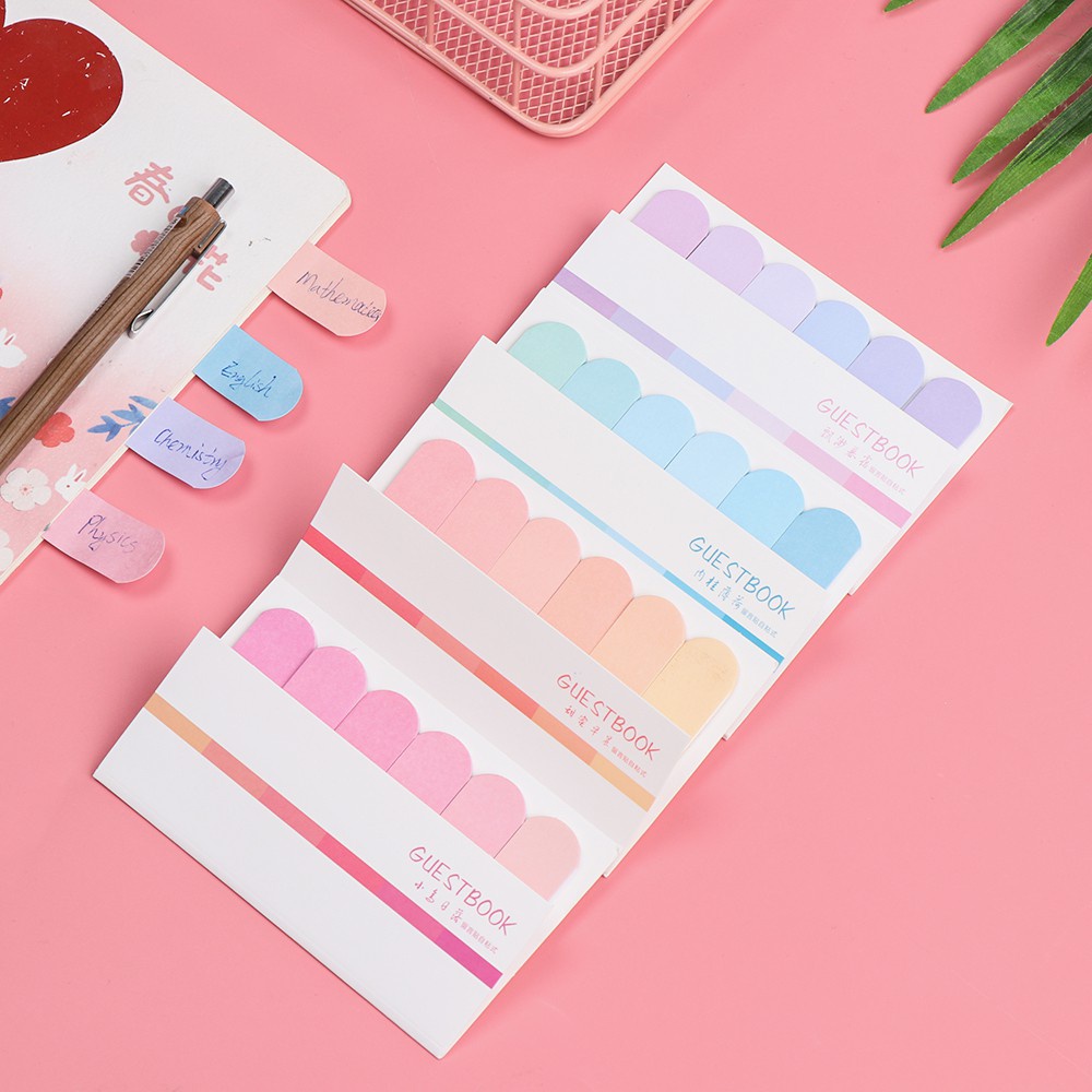 JUNE 120 sheets Novelty Sticky Notes Fashion Paster Sticker Memo Pad Tab Strip Gradual change Colors Cute DIY Office Supplies Label Index Flags