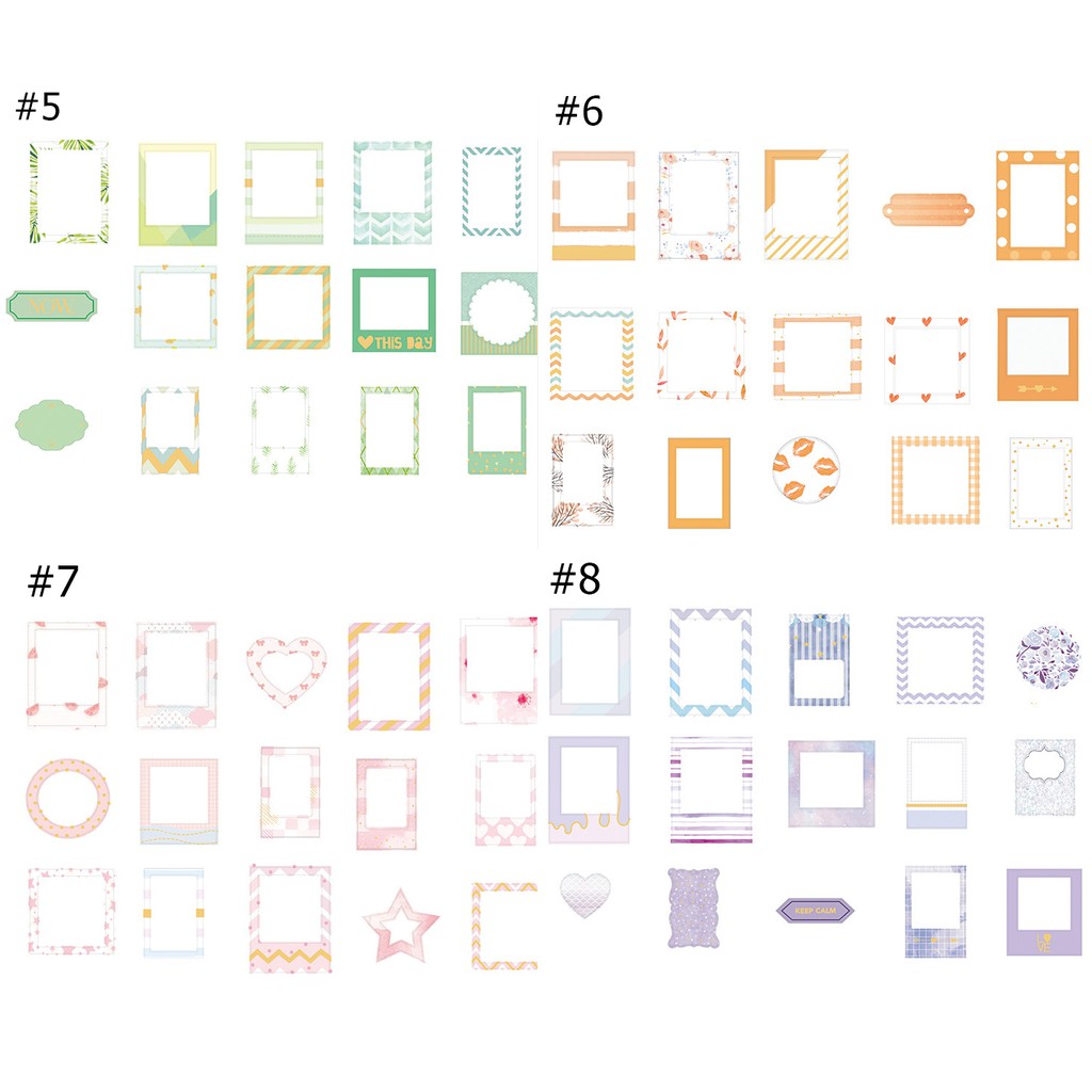 Sticker khung ảnh 15 khung ánh nhũ dán scrapbook, sổ tay