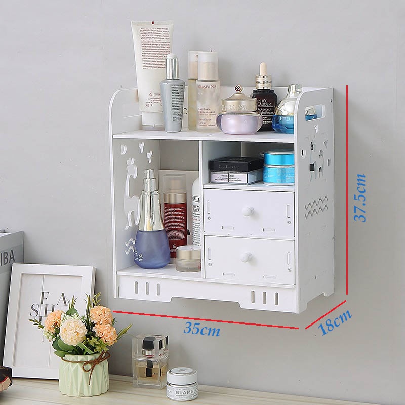 Kệ treo tường phòng tắm, kệ để đồ phòng tắm VHT06 đầy đủ phụ kiện treo không cần khoan đục tường