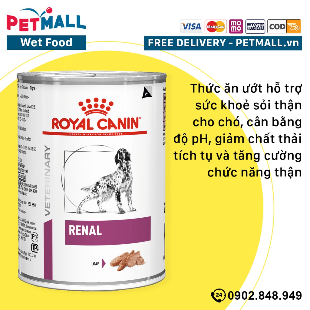 Combo Pate chó Royal Canin Renal Canine Loaf 410g - Hỗ trợ trị sỏi thận Petmall - 3 lon