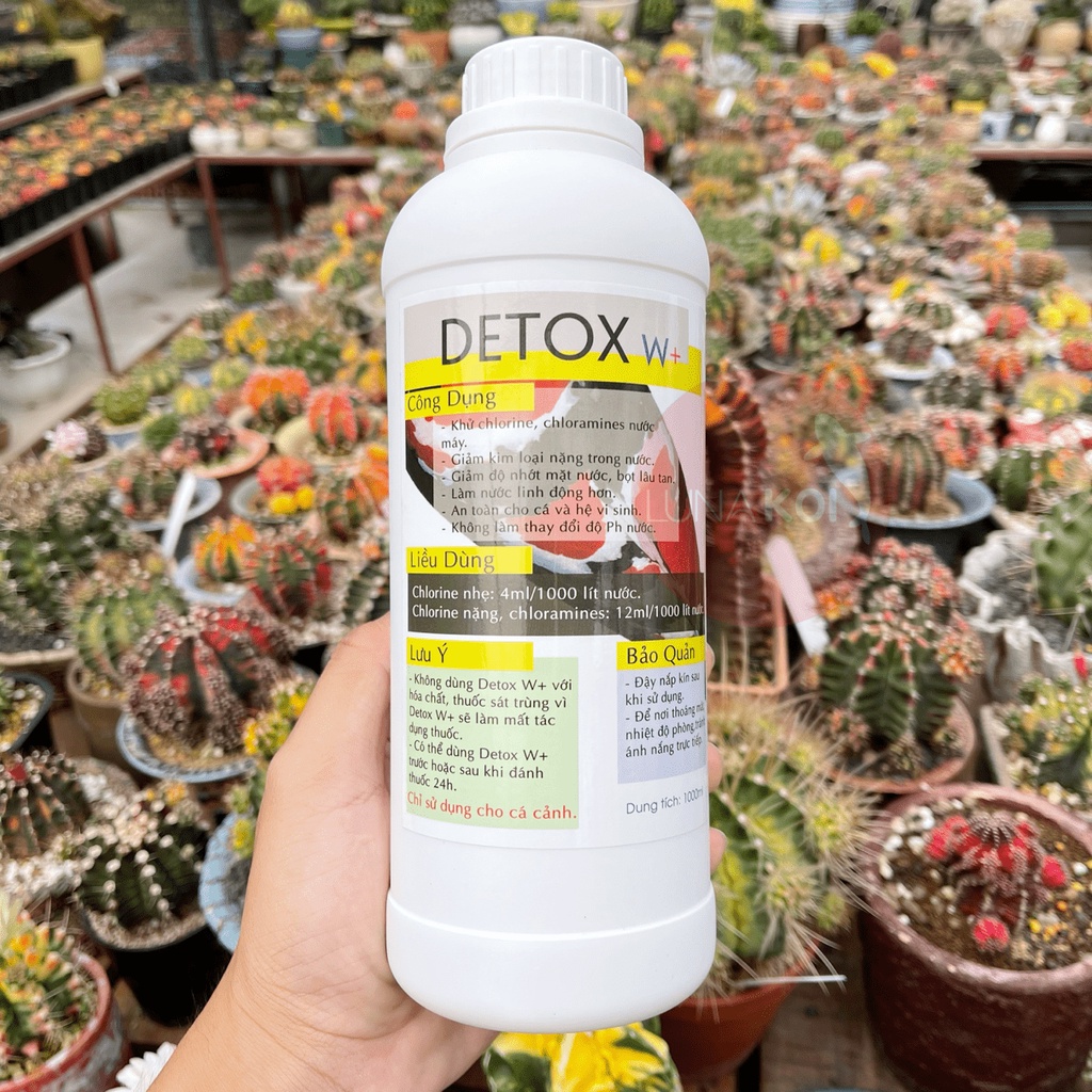 Detox W+ khử Clo nước máy, giảm kim loại nặng hồ cá cảnh, cá Koi, cá vàng, cá rồng, cá la hán, cá betta, cá bảy màu