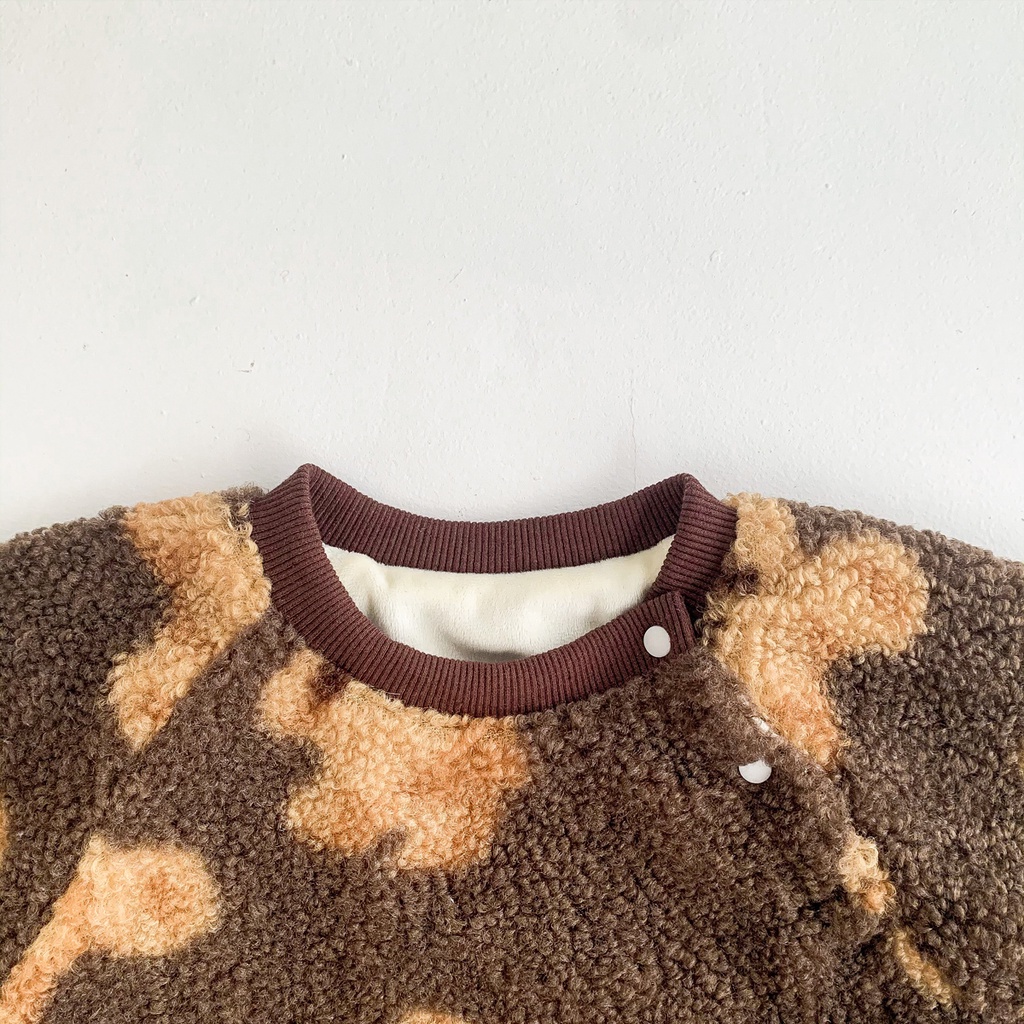 Áo liền quần tay dài phối lông dày thời trang mùa thu cho bé gái sơ sinh