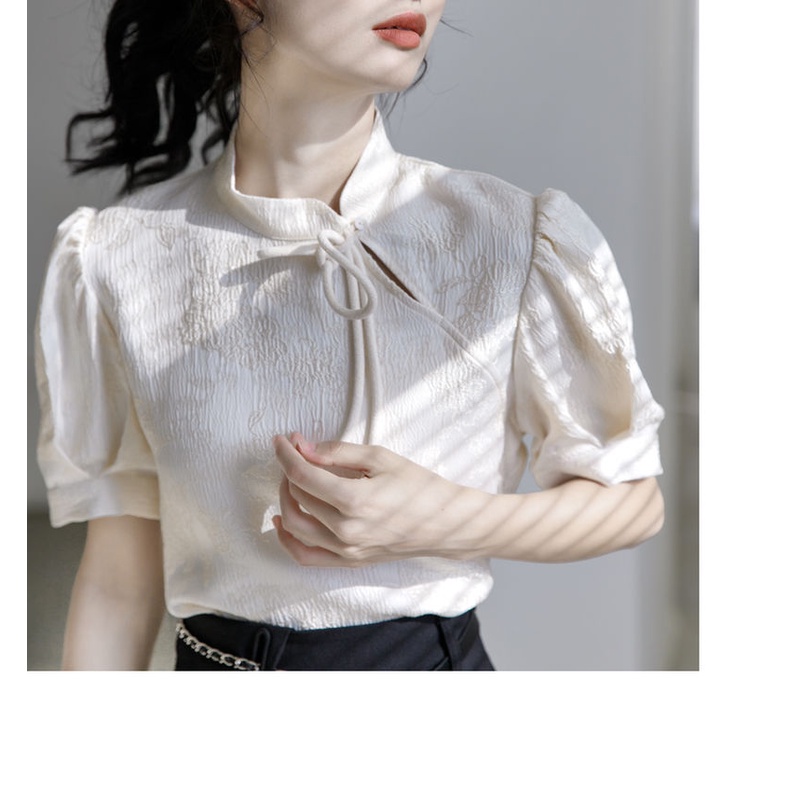 Áo Kiểu Tay Phồng Phong Cách retro Trung Hoa Thiết Kế Mới Thời Trang Mùa Hè Cho Nữ