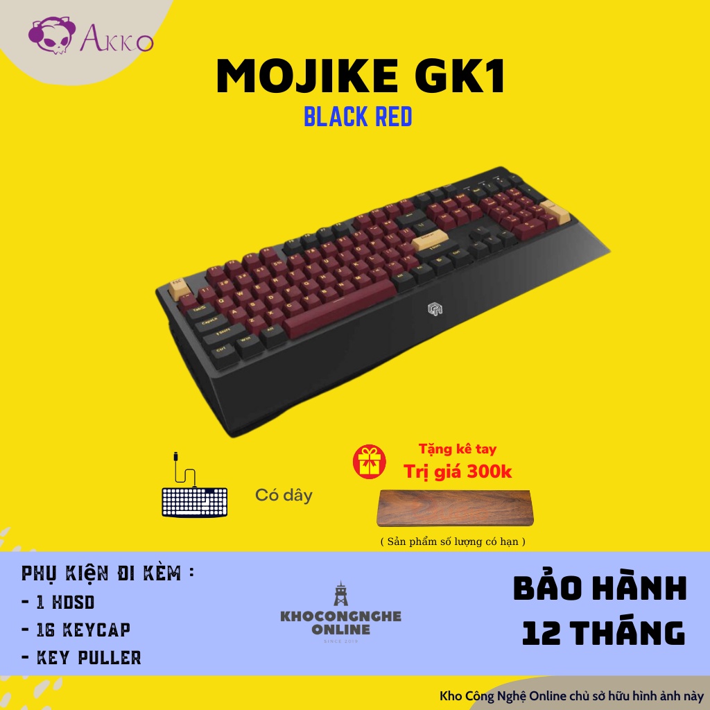 Bàn phím cơ Mojike GK1 Black Red | Black Pink (AKKO sw v2 / LED trắng)