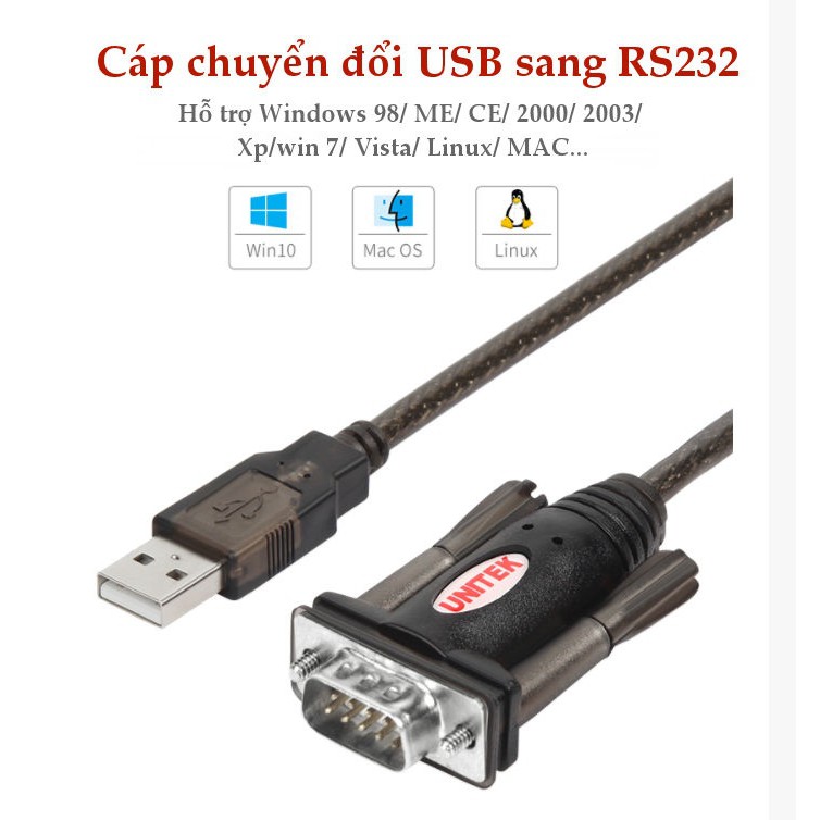 Cáp chuyển đổi USB sang cổng COM 9 chân-Unitek Y-105