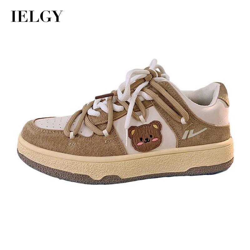 Giày sneaker IELGY in họa tiết gấu thắt dây thời trang