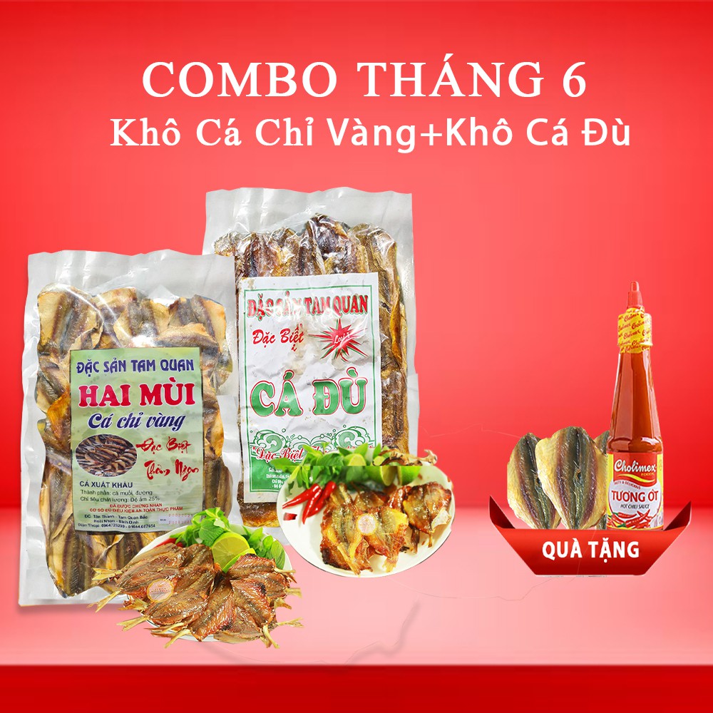 [COMBO QUÀ TẶNG]  Khô Cá Chỉ Vàng + Khô Cá Đù Hải Sản Khô 1 Nắng Chuẩn Vị Miền Trung