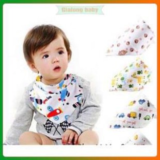 Combo 10 Khăn yếm tam giác cotton 2 lớp có cúc bấm tiện lợi