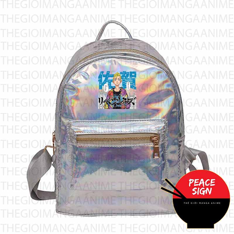 Balo hologram bạc hồng in hình nhân vật TOKYO REVENGERS chibi anime thời trang