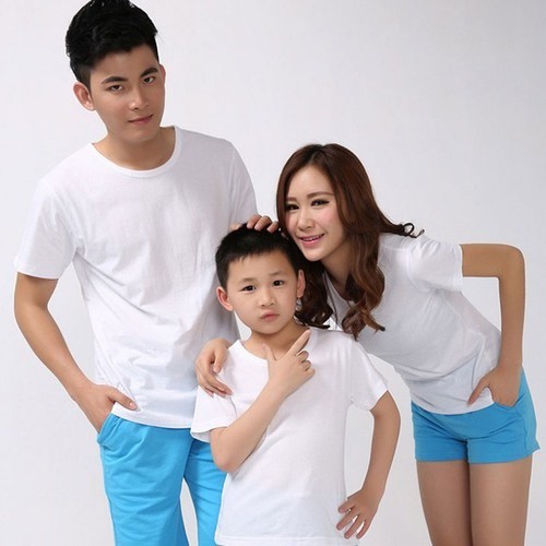 ÁO THUN TRƠN CỔ TRÒN MÀU TRẮNG TAY NGẮN NAM NỮ ( CÓ CẢ SIZE EM BÉ ) ATT0-002