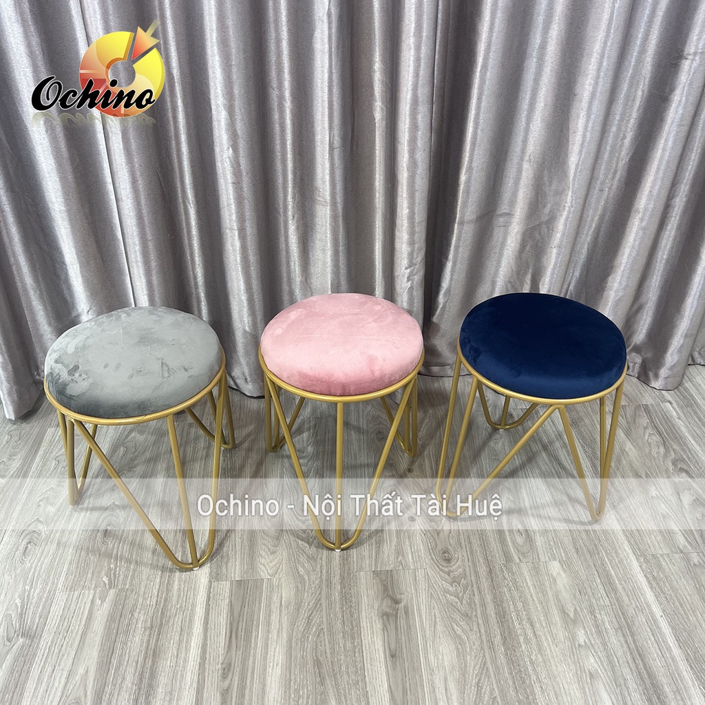 Ghế Ngồi Decor, Đôn Bàn Trang Điểm Chân Vàng Sang Chảnh ( Ảnh Thật Và Video)