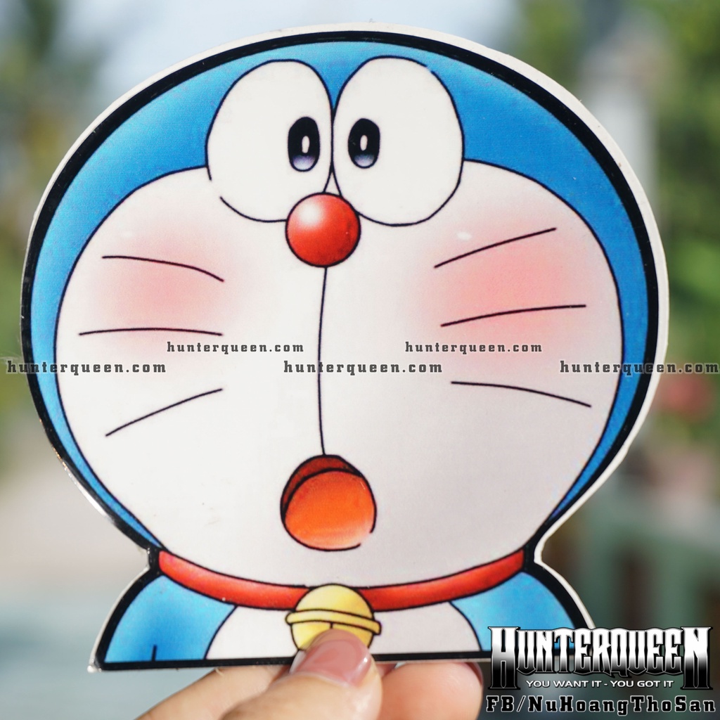 Hình dán Doraemon há hốc mồm kinh ngạc cute. Decal Sticker cao cấp chống nước, bền màu, độ dính cao