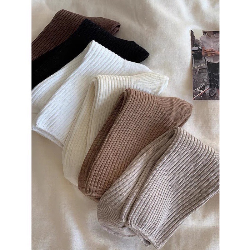 Tất vớ nữ chất len gân siêu mềm co giãn thoáng khí phong cách vintage Hàn Quốc trend hot hòn họt ABICA TD034