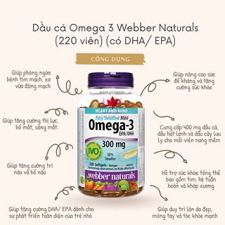 Viên dầu cá Omega 3 Webber Naturals (220 viên) (có DHA/ EPA) Canada