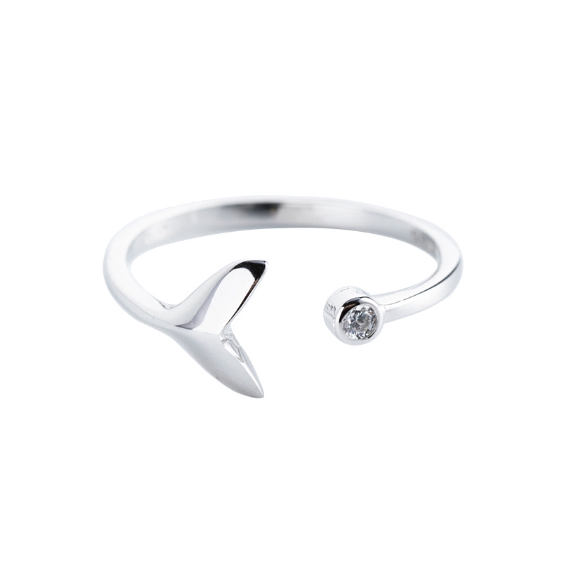 Nhẫn bạc Zircon hình đuôi cá điều chỉnh được thời trang cho nữ