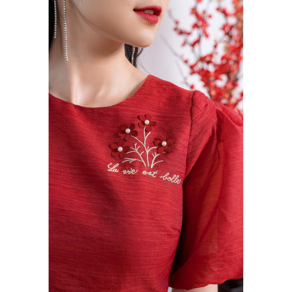 Đầm Tơ Dự Tiệc YODY Thêu Tay Bồng Siêu Xinh VAN4084