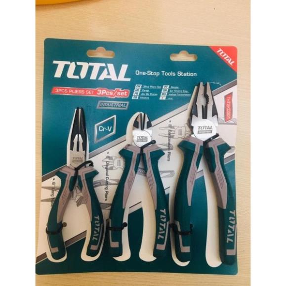 Bộ 3 kềm răng cắt và nhọn TOTAL THT2K0301 |  Bộ kìm điện, kìm cắt và kìm nhọn 3 chi tiết Chất liệu: thép CR-V, dùng cho