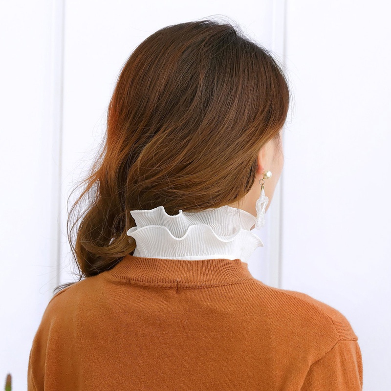 Cổ Áo Sơ Mi Voan Phối Bèo Giả Hai Lớp Cổ Đứng Xinh Xắn Dành Cho Nữ