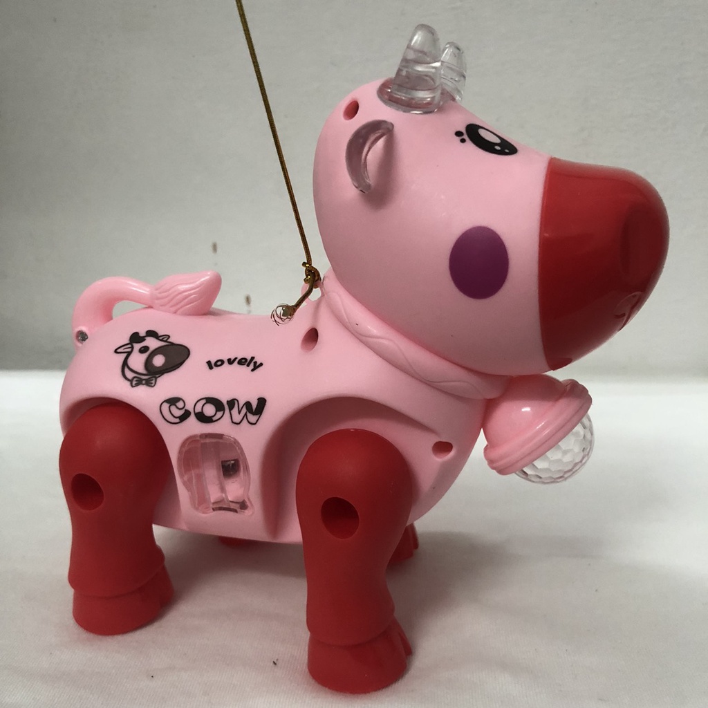 Đồ chơi cho bé hình Lân, cua, bò sữa, vịt, thỏ, kỳ lân, rùa biết đi phát sáng và có nhạc và dây buộc cầm tay cho bé