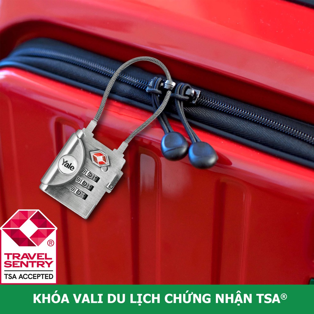 Ổ khóa vali du lịch Yale YTP3/32/350/1 đạt chứng nhận TSA màu bạc