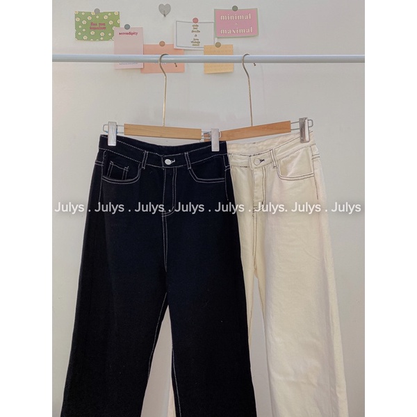QUẦN JEANS SUÔNG viền chỉ nổi JULYS STORE (ảnh shop chụp kèm video cận chất)