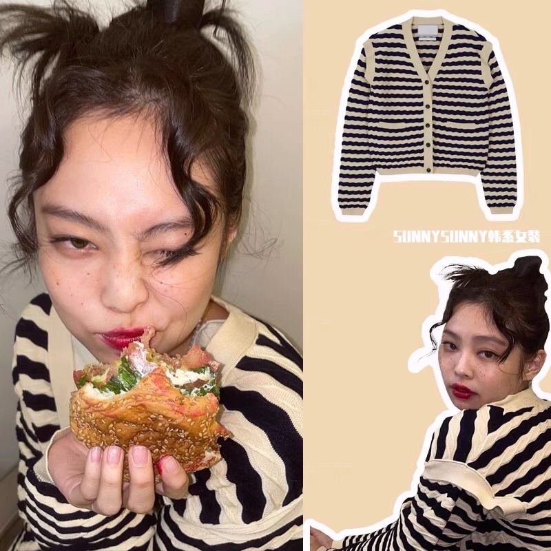 | JEN TOP| Set cardigan len sọc khoét vai + quần JENNIEe Blackpink, Joy Redvelvet TLÉA