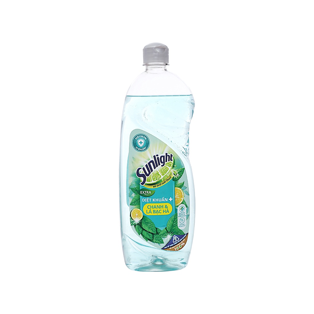 Nước rửa chén Sunlight Diệt Khuẩn Chanh & Lá Bạc hà 750g