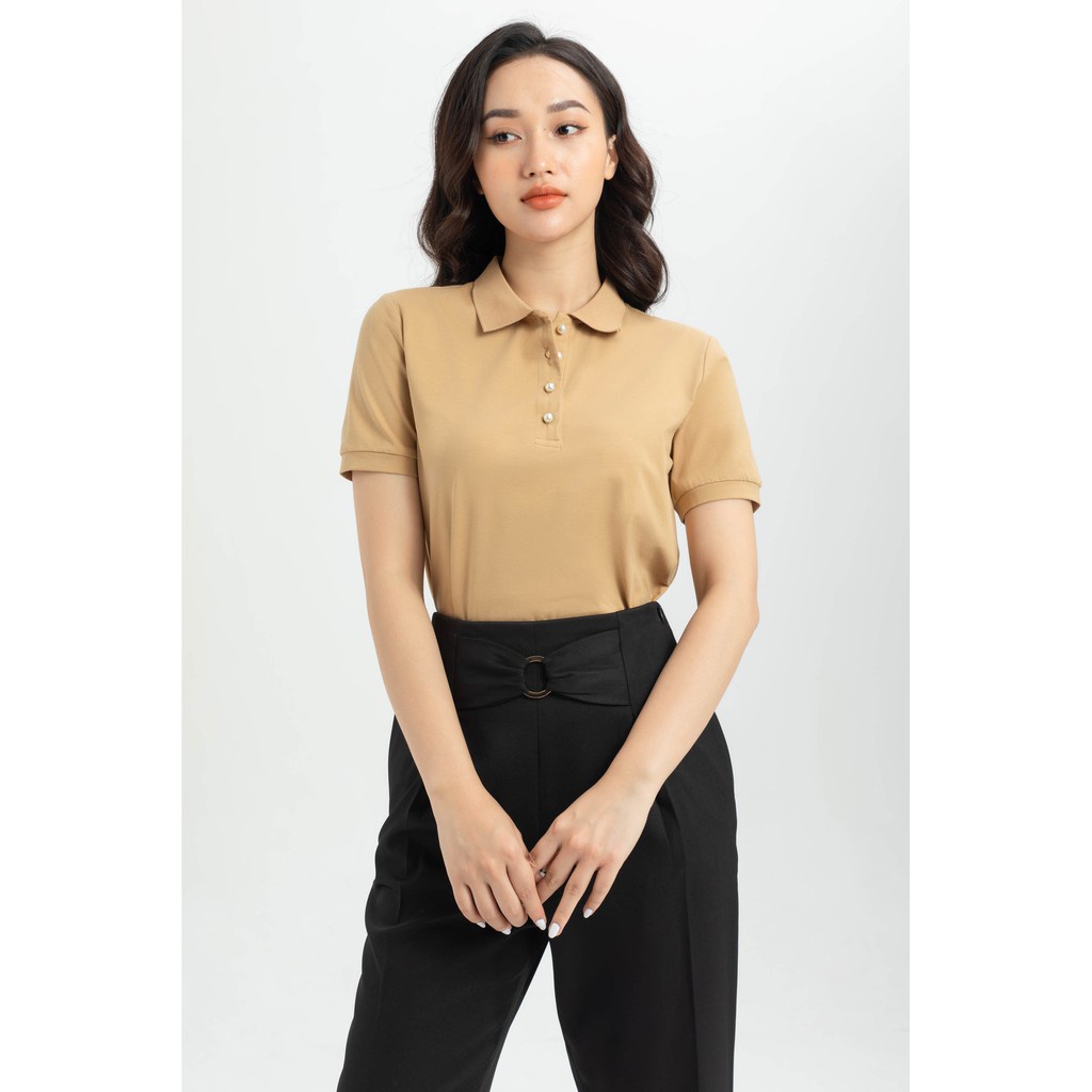 [NHẬP WABRTL5 GIẢM 10% TỐI ĐA 50K ĐH 250K ]Áo Thun nữ Trơn Cổ Đức IVY moda MS 57P0154