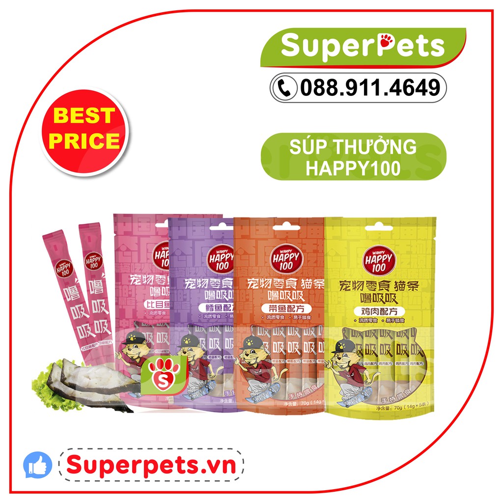 [Mã PET50K giảm Giảm 10% - Tối đa 50K đơn từ 250K] [ SIÊU XỊN ]Súp Thưởng Wanpy Happy 100 siêu bổ dưỡng cho mèo.